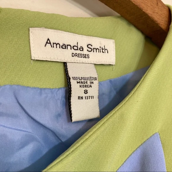 Blue and Lime Sleeveless Dress Size 8 Amanda Smith - Picture 6 of 7